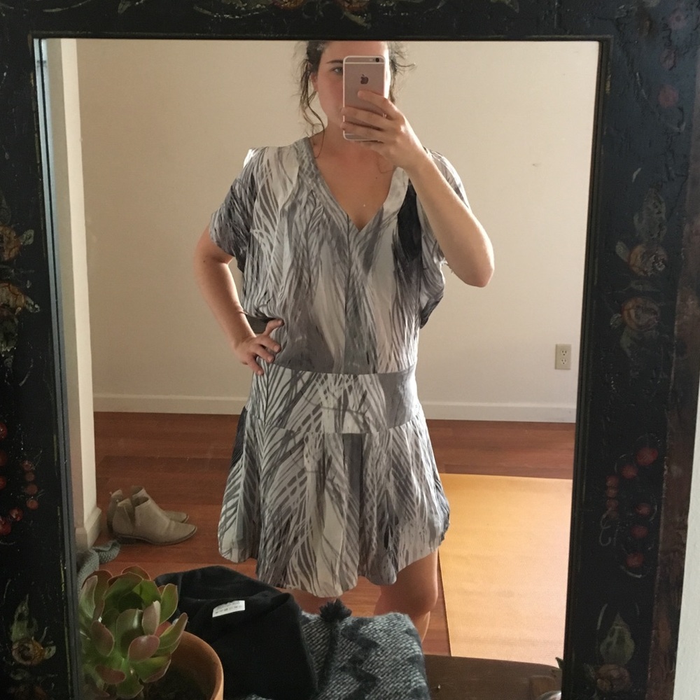 Anthropologie Gray Swishy Dress